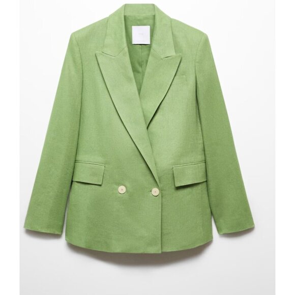 MNG Mango Linen Green Classic Blazer 3XL NWT - Picture 1 of 7